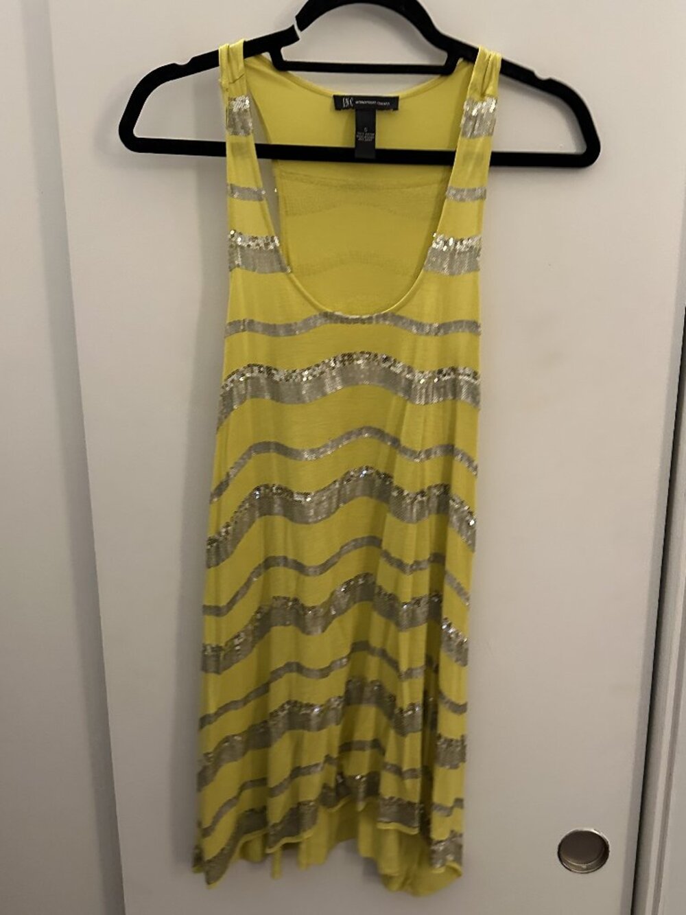 INC Tunic Tank Top Yellow with Silver Sequins